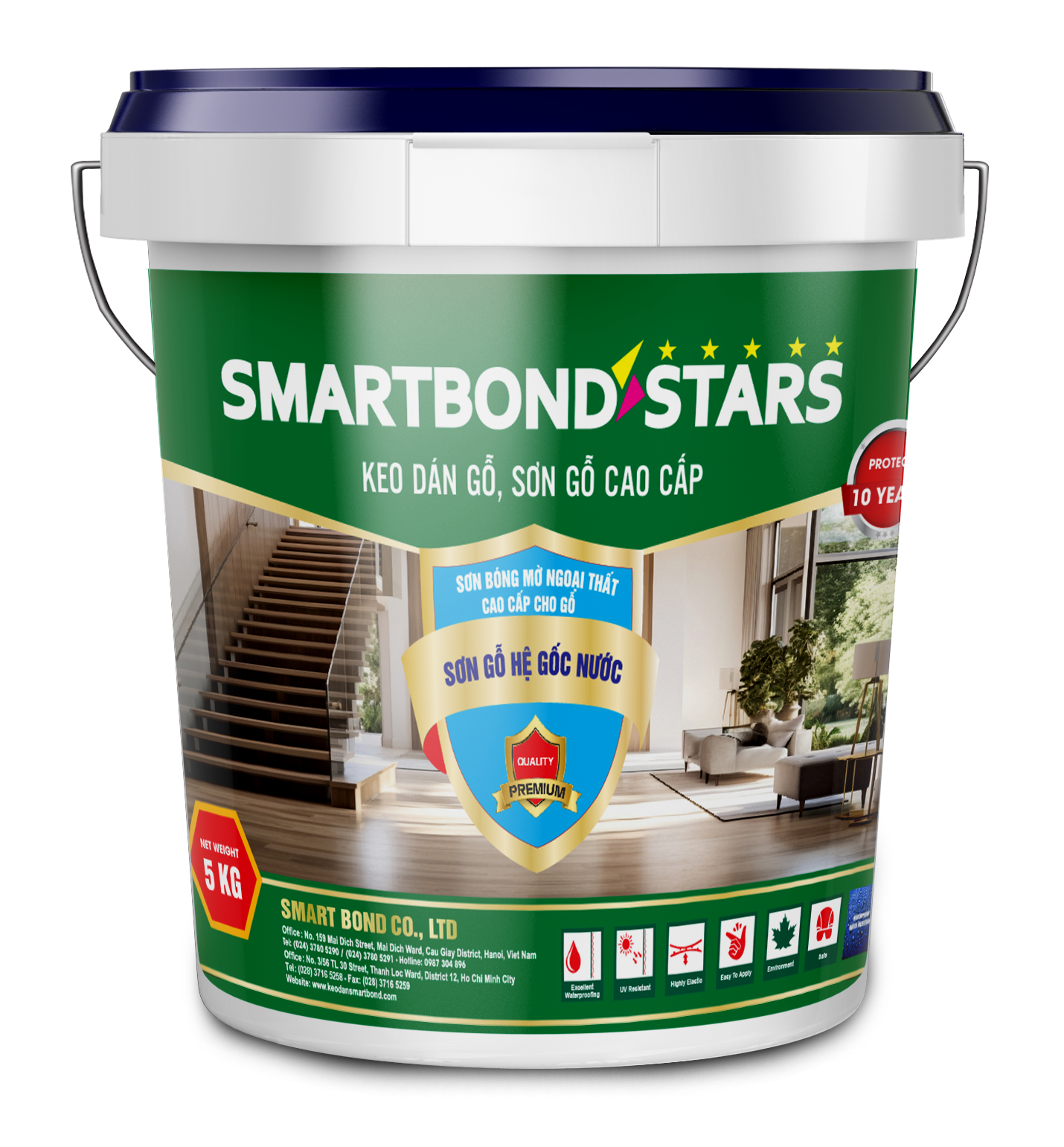 SƠN BÓNG MỜ CHO GỖ NGOẠI THẤT - THƯƠNG HIỆU SMARTBONDSTARS